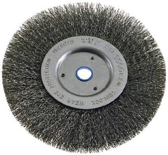 Weiler - 6" OD, 2" Arbor Hole, Crimped Steel Wheel Brush - 1" Face Width, 1-1/8" Trim Length, 0.008" Filament Diam, 6,000 RPM - Exact Industrial Supply