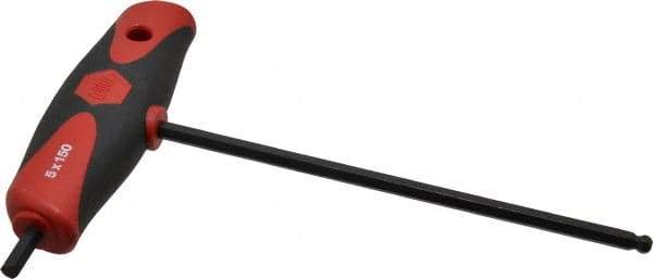 Wiha - 5mm Hex, T-Handle Cushion Grip, Hex Key - 150mm OAL, Metric System of Measurement - Exact Industrial Supply