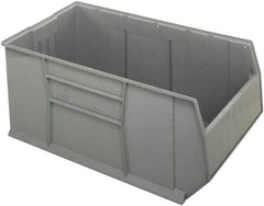 Quantum Storage - 175 Lb. Load Capacity, 41-7/8" Deep, Gray Polypropylene Hopper Stacking Bin - 17-1/2" High x 23-7/8" Wide x 41-7/8" Long - Exact Industrial Supply