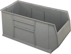 Quantum Storage - 175 Lb. Load Capacity, 41-7/8" Deep, Gray Polypropylene Hopper Stacking Bin - 17-1/2" High x 19-7/8" Wide x 41-7/8" Long - Exact Industrial Supply