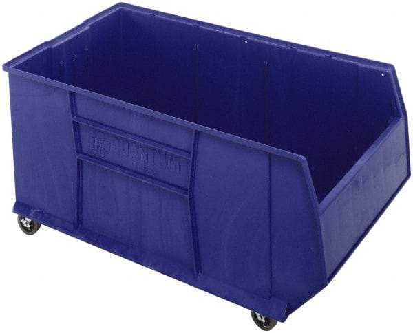 Quantum Storage - 175 Lb. Load Capacity, 41-7/8" Deep, Blue Polypropylene Hopper Stacking Bin - 17-1/2" High x 23-7/8" Wide x 41-7/8" Long - Exact Industrial Supply