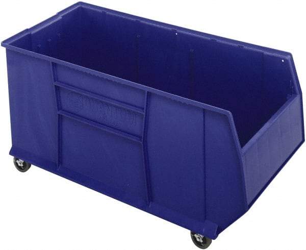 Quantum Storage - 175 Lb. Load Capacity, 41-7/8" Deep, Blue Polypropylene Hopper Stacking Bin - 17-1/2" High x 19-7/8" Wide x 41-7/8" Long - Exact Industrial Supply