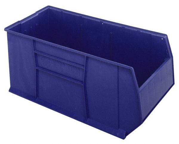 Quantum Storage - 175 Lb. Load Capacity, 41-7/8" Deep, Blue Polypropylene Hopper Stacking Bin - 17-1/2" High x 19-7/8" Wide x 41-7/8" Long - Exact Industrial Supply