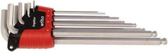 Wiha - 9 Piece L-Key Ball End Hex Key Set - Hex Range 1.5 to 10mm - Exact Industrial Supply