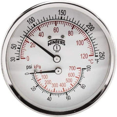 Winters - 3" Dial, 1/2 Thread, 0-100 Scale Range, Pressure Gauge - Center Back Connection Mount, Accurate to 0.03% of Scale - Exact Industrial Supply