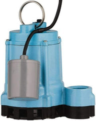 Little Giant Pumps - 4/10 hp, 9 Amp Rating, 115 Volts, Piggyback Mechanical Float Operation, Effluent Pump - 1 Phase, Cast Iron Housing - Exact Industrial Supply