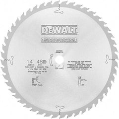 DeWALT - 14" Diam, 1" Arbor Hole Diam, 48 Tooth Wet & Dry Cut Saw Blade - Carbide-Tipped, General Purpose Action, Standard Round Arbor - Exact Industrial Supply