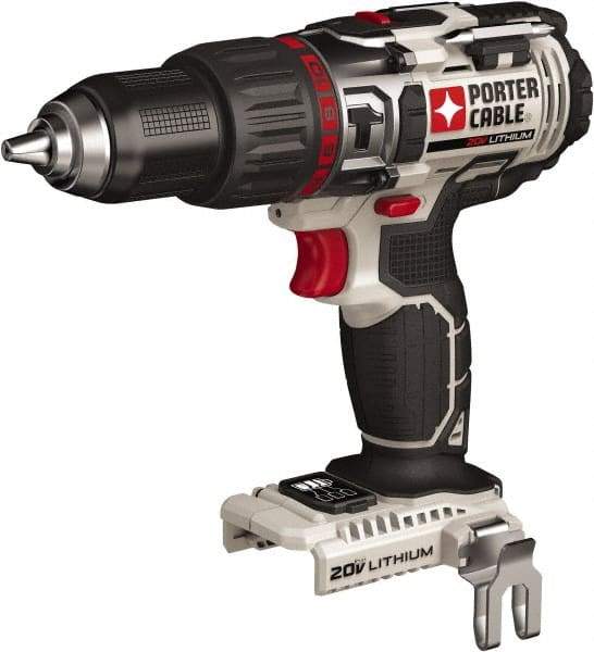 Porter-Cable - 20 Volt 1/2" Chuck Pistol Grip Handle Cordless Drill - 0-400 & 0-1600 RPM, Single-Sleeve Ratcheting Chuck, Reversible, Lithium-Ion Batteries Not Included - Exact Industrial Supply
