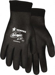 MCR Safety - Size 2XL Work Gloves - Knit Wrist Cuff, Black Polymer, Shell, White Logo, Hem, Paired - Exact Industrial Supply