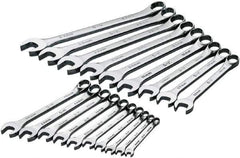 SK - 19 Piece, 6mm to 24mm, 12 Point Combination Wrench Set - Metric Measurement Standard, Chrome Finish, Comes in Rack - Exact Industrial Supply
