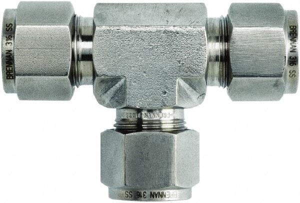 Brennan - 3/4" OD, Stainless Steel Union Tee - Comp x Comp x Comp Ends - Exact Industrial Supply