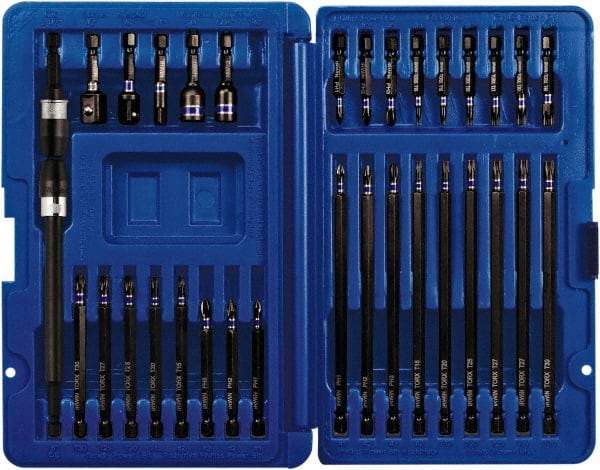 Irwin - 34 Piece, Screwdriver Insert Bit Set - #1 to #4 Phillips, T10 to T40 Torx - Exact Industrial Supply