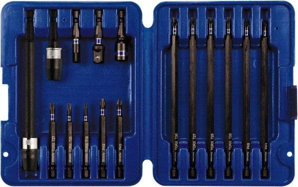 Irwin - 16 Piece, Screwdriver Insert Bit Set - #1 to #3 Phillips, T15 to T30 Torx - Exact Industrial Supply