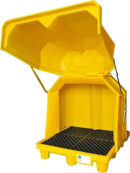 UltraTech - 66 Gal Sump, 6,000 Lb Capacity, 4 Drum, Polyethylene Spill Deck or Pallet - 58" Long x 54" Wide x 65" High, Liftable Fork, Drain Included, 2 x 2 Drum Configuration - Exact Industrial Supply