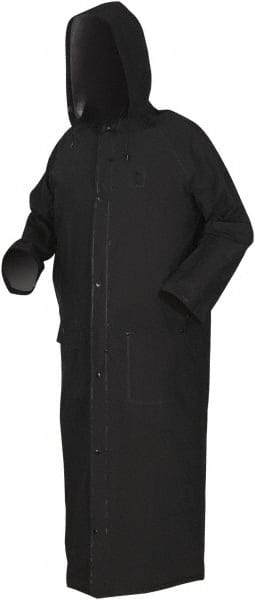 Size XL Black Rider Jacket 2 Pockets, 0.35mm PVC & Polyester, Detachable Hood, Snap Closure, Snap Wrists