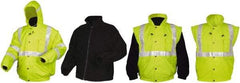 MCR Safety - Size XL, Lime, Rain, Cold Weather Rain Jacket - 3 Pockets, Rollaway Hood - Exact Industrial Supply