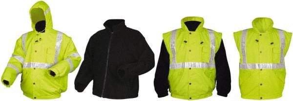 MCR Safety - Size 2XL, Lime, Rain, Cold Weather Rain Jacket - 3 Pockets, Rollaway Hood - Exact Industrial Supply