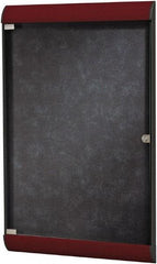 Ghent - 42.13" Wide x 27-3/4" High Enclosed Cork Bulletin Board - Vinyl, Stone (Color) - Exact Industrial Supply