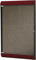 Ghent - 42.13" Wide x 27-3/4" High Enclosed Cork Bulletin Board - Vinyl, Berry - Exact Industrial Supply
