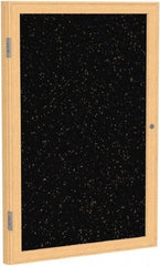 Ghent - 36" Wide x 30" High Enclosed Cork Bulletin Board - Rubber, Tan Speckled - Exact Industrial Supply