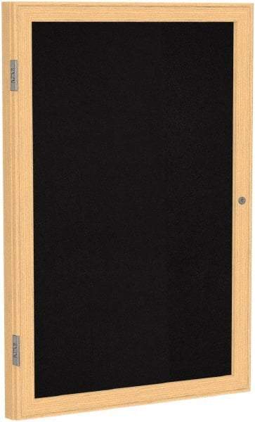 Ghent - 24" Wide x 36" High Enclosed Cork Bulletin Board - Rubber, Black - Exact Industrial Supply