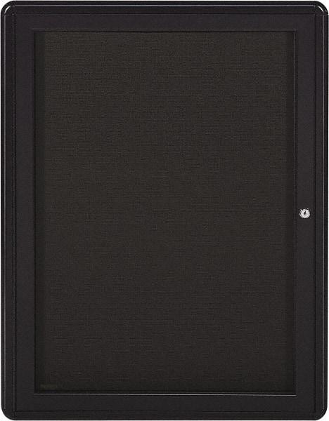 Ghent - 34" Wide x 24" High Enclosed Cork Bulletin Board - Fabric Covered, Gray - Exact Industrial Supply