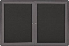 Ghent - 34" Wide x 24" High Enclosed Cork Bulletin Board - Fabric Covered, Gray - Exact Industrial Supply