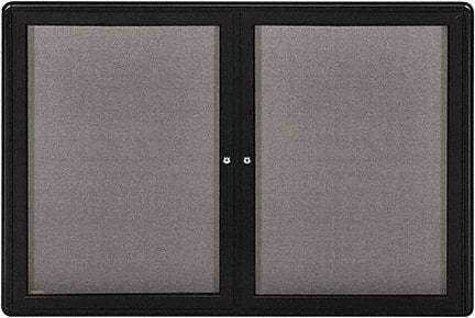 Ghent - 34" Wide x 24" High Enclosed Cork Bulletin Board - Fabric Covered, Black - Exact Industrial Supply