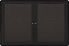 Ghent - 47" Wide x 34" High Enclosed Cork Bulletin Board - Fabric Covered, Gray - Exact Industrial Supply