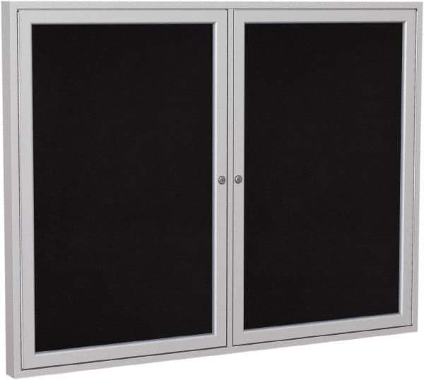 Ghent - 48" Wide x 36" High Enclosed Cork Bulletin Board - Rubber, Black - Exact Industrial Supply