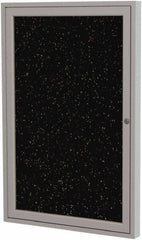 Ghent - 24" Wide x 18" High Enclosed Cork Bulletin Board - Rubber, Tan Speckled - Exact Industrial Supply