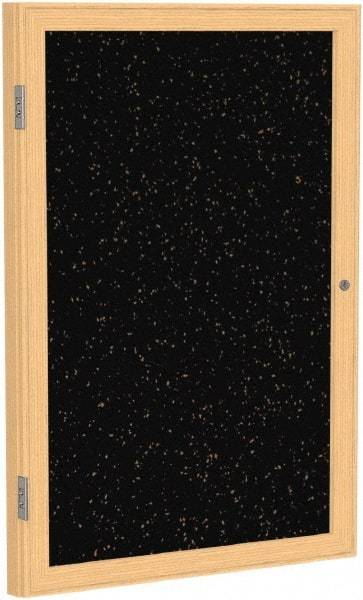 Ghent - 24" Wide x 18" High Enclosed Cork Bulletin Board - Rubber, Tan Speckled - Exact Industrial Supply