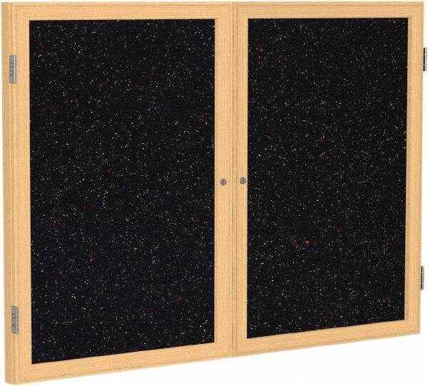 Ghent - 48" Wide x 36" High Enclosed Cork Bulletin Board - Rubber, Confetti (Color) - Exact Industrial Supply