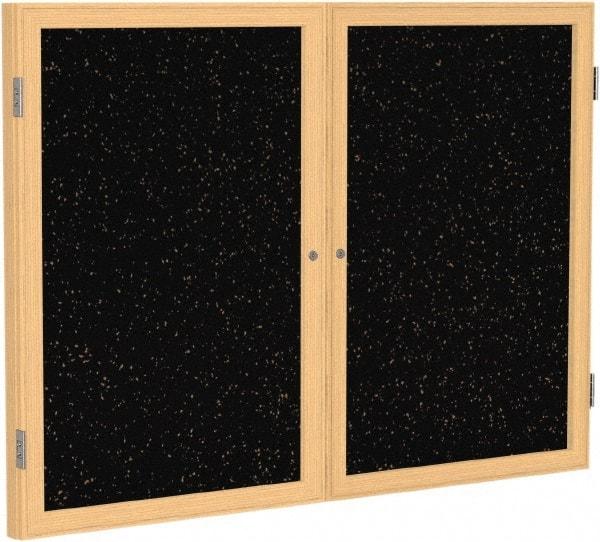 Ghent - 48" Wide x 36" High Enclosed Cork Bulletin Board - Rubber, Tan Speckled - Exact Industrial Supply