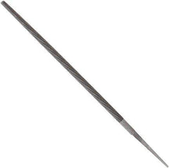 Anglo American - 10" Long, Bastard Cut, Round American-Pattern File - Double Cut, 0.37" Overall Thickness, Tang - Exact Industrial Supply