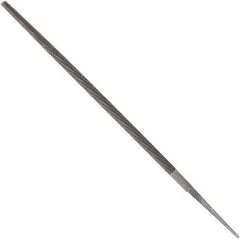 Anglo American - 10" Long, Second Cut, Round American-Pattern File - Double Cut, 0.37" Overall Thickness, Tang - Exact Industrial Supply