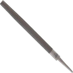 Anglo American - 10" Long, Smooth Cut, Half Round American-Pattern File - Double Cut, 0.28" Overall Thickness, Tang - Exact Industrial Supply
