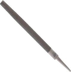 Anglo American - 10" Long, Bastard Cut, Half Round American-Pattern File - Double Cut, 0.28" Overall Thickness, Tang - Exact Industrial Supply