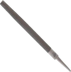 Anglo American - 10" Long, Second Cut, Half Round American-Pattern File - Double Cut, 0.28" Overall Thickness, Tang - Exact Industrial Supply
