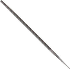 Anglo American - 14" Long, Bastard Cut, Round American-Pattern File - Double Cut, 0.57" Overall Thickness, Tang - Exact Industrial Supply