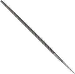 Anglo American - 12" Long, Bastard Cut, Round American-Pattern File - Double Cut, 0.45" Overall Thickness, Tang - Exact Industrial Supply