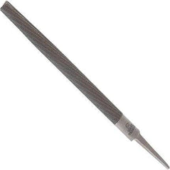 Anglo American - 12" Long, Bastard Cut, Half Round American-Pattern File - Double Cut, 0.32" Overall Thickness, Tang - Exact Industrial Supply
