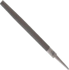 Anglo American - 12" Long, Second Cut, Half Round American-Pattern File - Double Cut, 0.32" Overall Thickness, Tang - Exact Industrial Supply