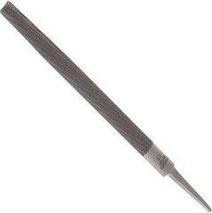 Anglo American - 8" Long, Smooth Cut, Half Round American-Pattern File - Double Cut, 0.22" Overall Thickness, Tang - Exact Industrial Supply
