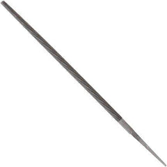Anglo American - 6" Long, Bastard Cut, Round American-Pattern File - Double Cut, 0.22" Overall Thickness, Tang - Exact Industrial Supply