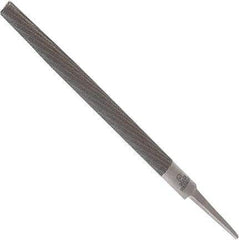 Anglo American - 6" Long, Second Cut, Half Round American-Pattern File - Double Cut, 0.16" Overall Thickness, Tang - Exact Industrial Supply