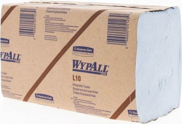 WypAll - L10 Dry Glass & Lens Wipes - 9" x 10-1/4" Sheet Size, Blue - Exact Industrial Supply