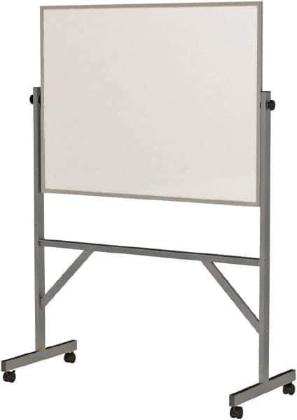 Ghent - 72" High x 53" Wide Reversible Dry Erase Board - Porcelain, 20" Deep, Includes Eraser & 4 Markers - Exact Industrial Supply