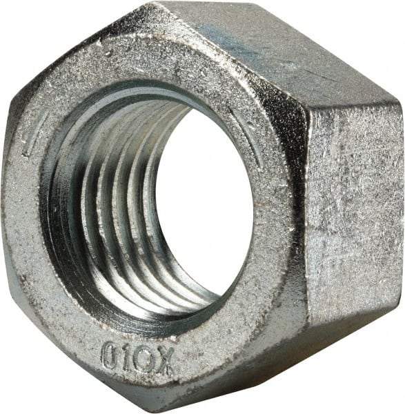 Value Collection - 1-3/4 - 5 UNC Steel Right Hand Hex Nut - 2-5/8" Across Flats, 1-1/2" High, Zinc Clear Finish - Exact Industrial Supply