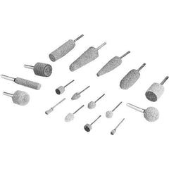 3M - 1/2" Head Diam x 1/2" Thickness, W185, Cylinder End, Aluminum Oxide Mounted Point - Gray, Coarse Grade, 34,500 RPM - Exact Industrial Supply